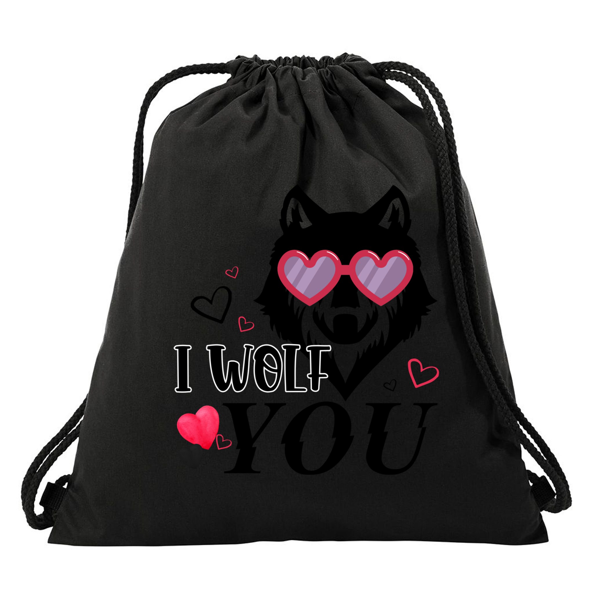 I Wolf You Cool Gift Happy Valentines Day Gift Drawstring Bag