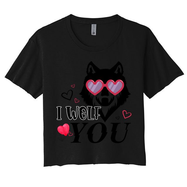 I Wolf You Cool Gift Happy Valentines Day Gift Crop Top