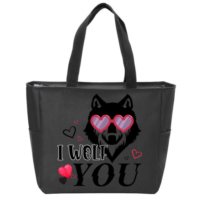 I Wolf You Cool Gift Happy Valentines Day Gift Zip Tote Bag
