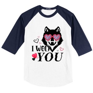 I Wolf You Cool Gift Happy Valentines Day Gift Baseball Sleeve Shirt