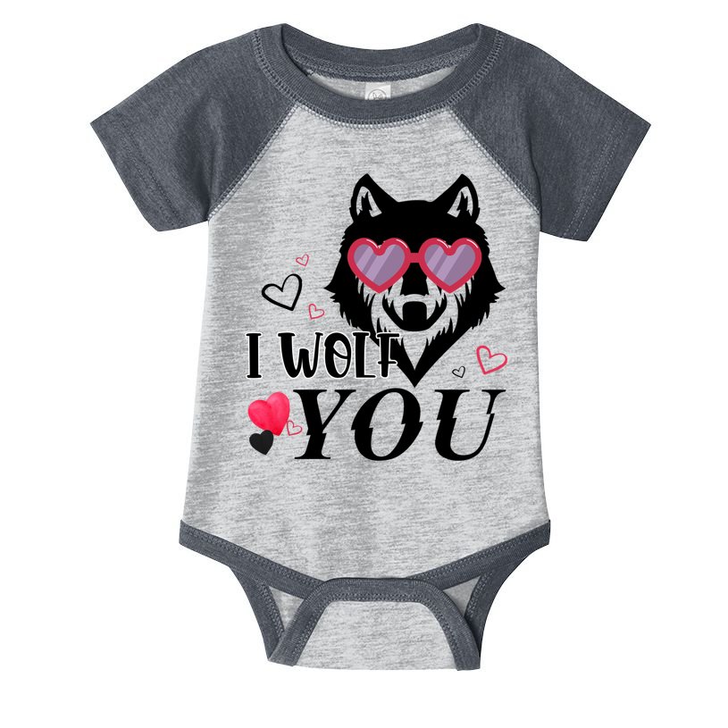 I Wolf You Cool Gift Happy Valentines Day Gift Infant Baby Jersey Bodysuit