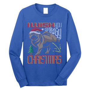 I Wish You A Pugly Christmas Dog Pug Ugly Christmas Sweater Gift Long Sleeve Shirt