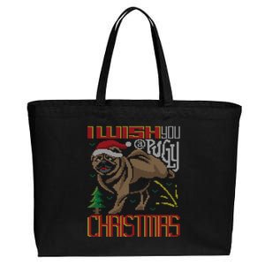 I Wish You A Pugly Christmas Dog Pug Ugly Christmas Sweater Gift Cotton Canvas Jumbo Tote