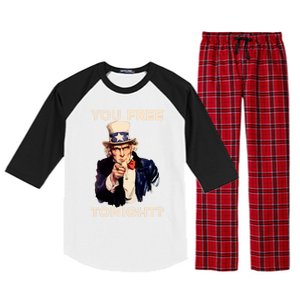 I Want You Are You Free Tonight Usa Fourth Of July American Gift Raglan Sleeve Pajama Set