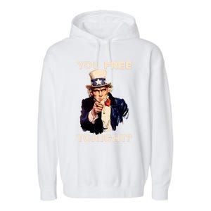 I Want You Are You Free Tonight Usa Fourth Of July American Gift Garment-Dyed Fleece Hoodie