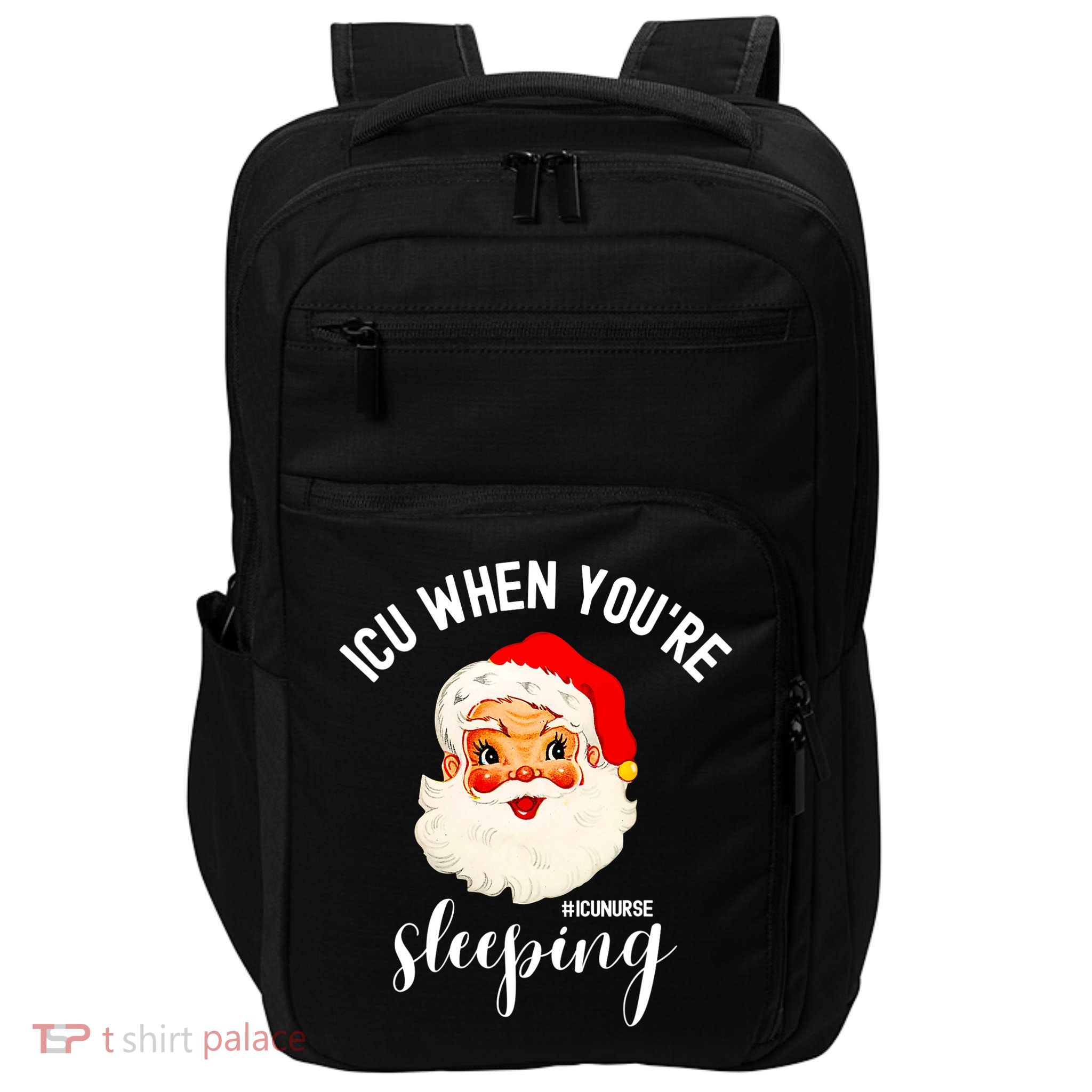 ICU When You're Sleeping Funny ICU Nurse Christmas Santa Impact Tech Backpack
