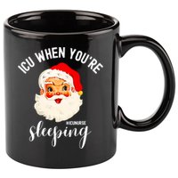 ICU When You're Sleeping Funny ICU Nurse Christmas Santa 11oz C Handle Ceramic Mug