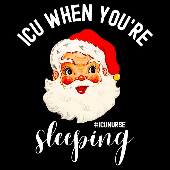 ICU When You're Sleeping Funny ICU Nurse Christmas Santa Flat Bill Trucker Hat