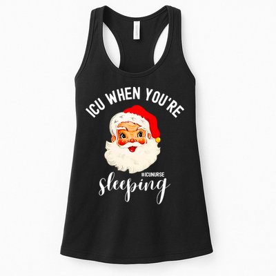 ICU When You're Sleeping Funny ICU Nurse Christmas Santa Womens Tank Top