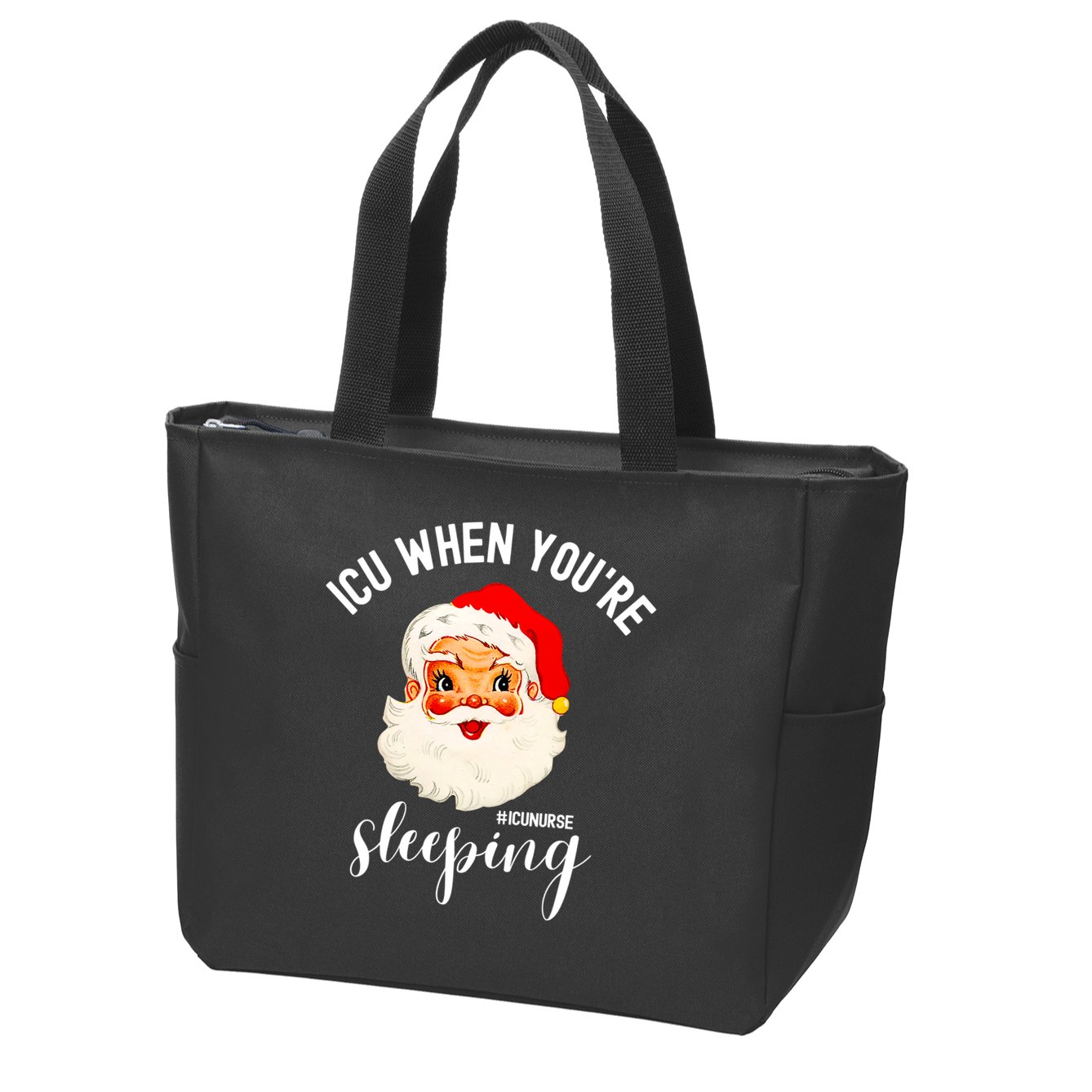 ICU When You're Sleeping Funny ICU Nurse Christmas Santa Zip Tote Bag
