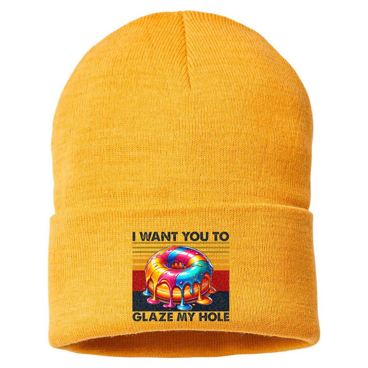 I Want You To Glaze My Hole Sarcastic Dirty Donut Sustainable Knit Beanie