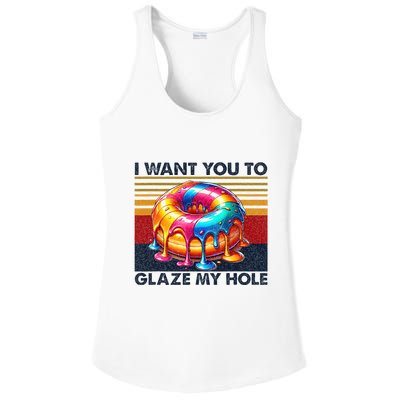 I Want You To Glaze My Hole Sarcastic Dirty Donut Ladies PosiCharge Competitor Racerback Tank