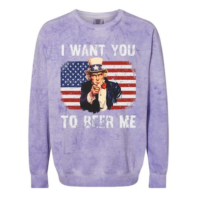 I Want You To Beer Me Funny Patriotic Usa Colorblast Crewneck Sweatshirt