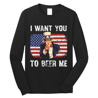 I Want You To Beer Me Funny Patriotic Usa Long Sleeve Shirt