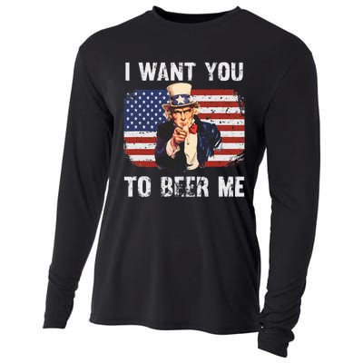 I Want You To Beer Me Funny Patriotic Usa Cooling Performance Long Sleeve Crew