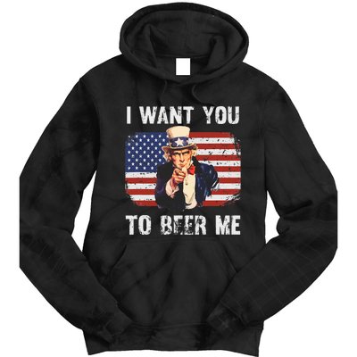 I Want You To Beer Me Funny Patriotic Usa Tie Dye Hoodie