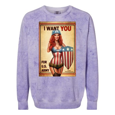 I Want You For US Army Female America Colorblast Crewneck Sweatshirt