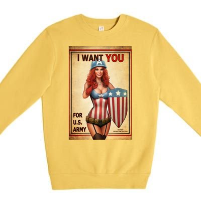 I Want You For US Army Female America Premium Crewneck Sweatshirt