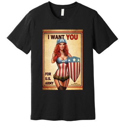 I Want You For US Army Female America Premium T-Shirt