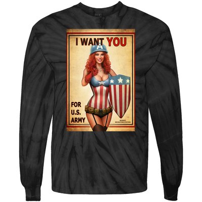 I Want You For US Army Female America Tie-Dye Long Sleeve Shirt