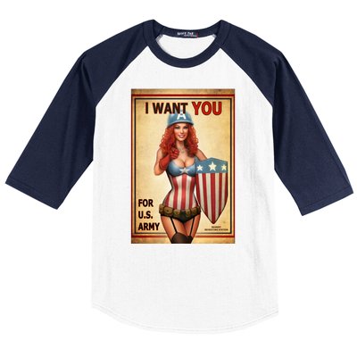 I Want You For US Army Female America Baseball Sleeve Shirt