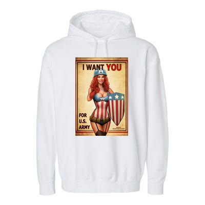 I Want You For US Army Female America Garment-Dyed Fleece Hoodie