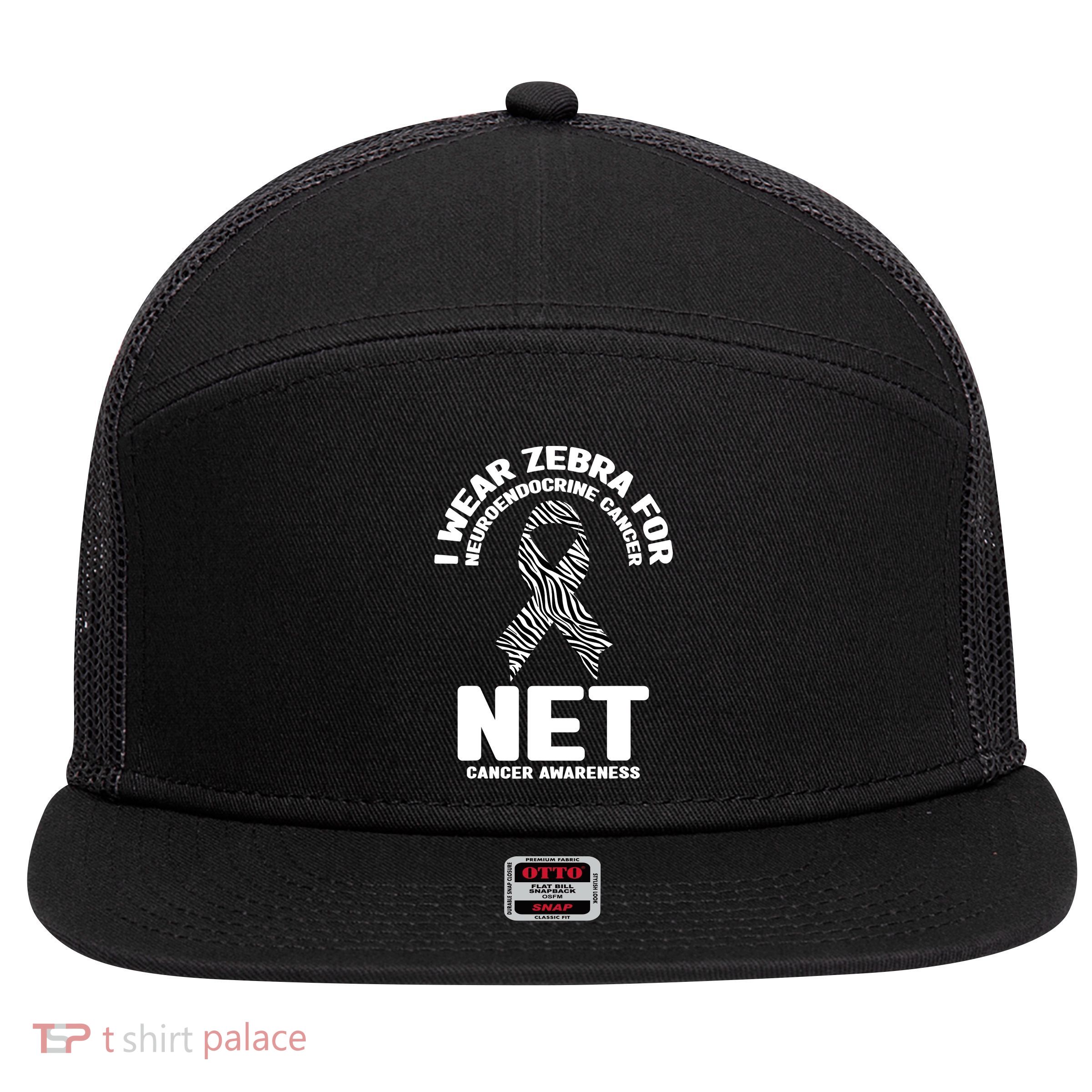 I Wear Zebra for Neuroendocrine Cancer Awareness NET Cancer 7 Panel Mesh Trucker Snapback Hat