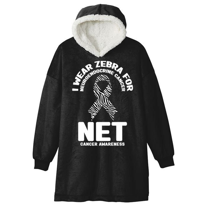 I Wear Zebra for Neuroendocrine Cancer Awareness NET Cancer Hooded Wearable Blanket