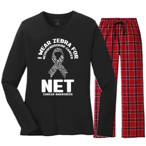 I Wear Zebra for Neuroendocrine Cancer Awareness NET Cancer Women's Long Sleeve Flannel Pajama Set 