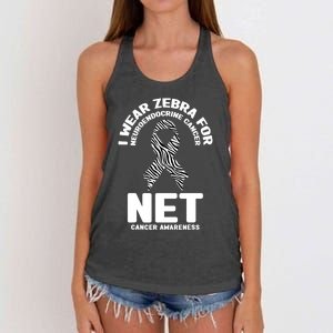 I Wear Zebra for Neuroendocrine Cancer Awareness NET Cancer Women's Knotted Racerback Tank