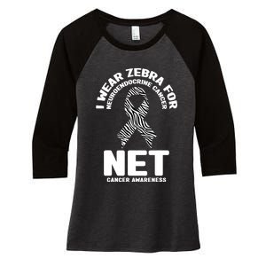 I Wear Zebra for Neuroendocrine Cancer Awareness NET Cancer Women's Tri-Blend 3/4-Sleeve Raglan Shirt