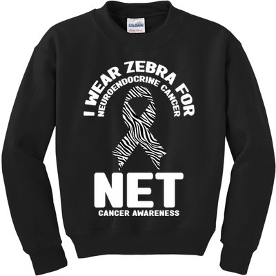 I Wear Zebra for Neuroendocrine Cancer Awareness NET Cancer Kids Sweatshirt