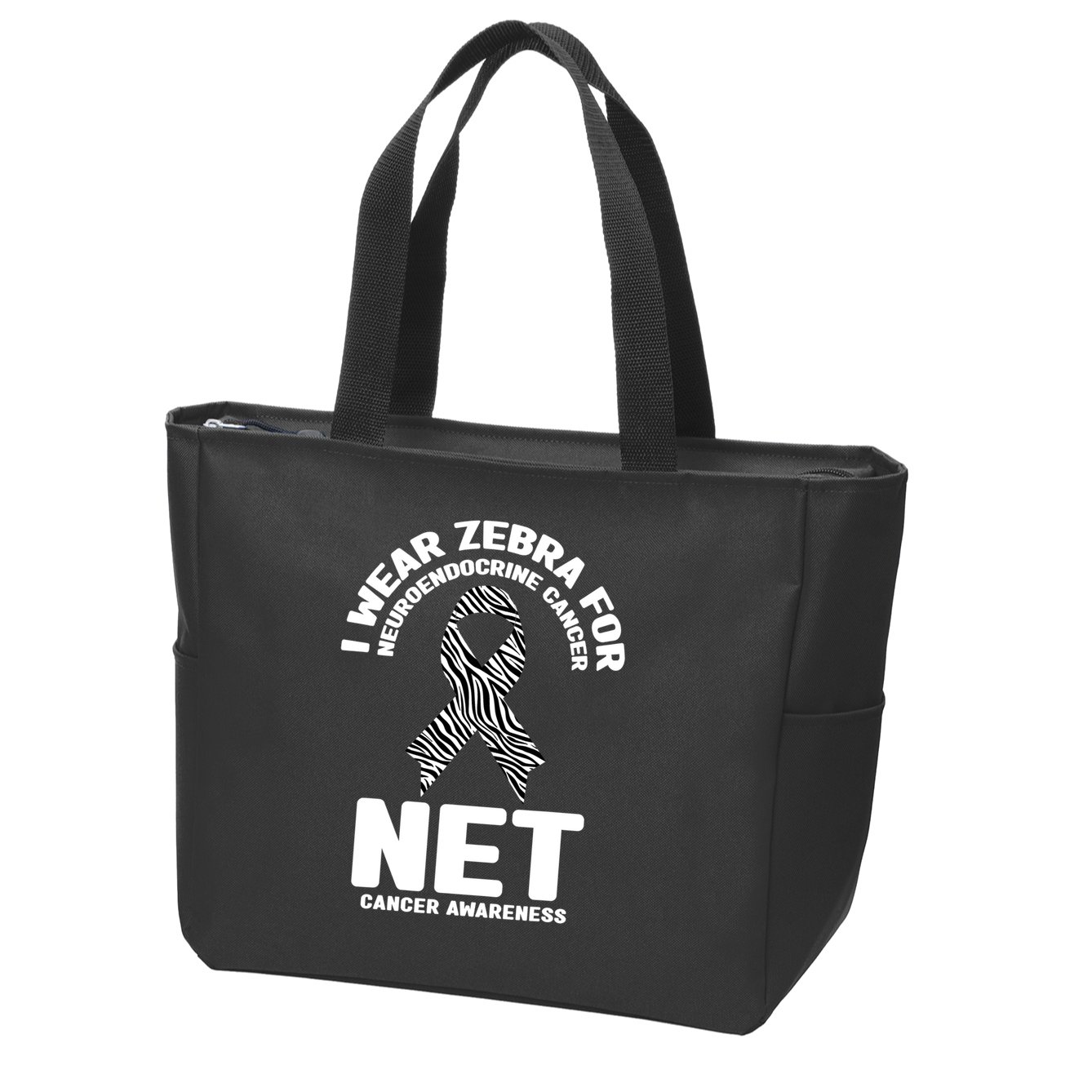 I Wear Zebra for Neuroendocrine Cancer Awareness NET Cancer Zip Tote Bag
