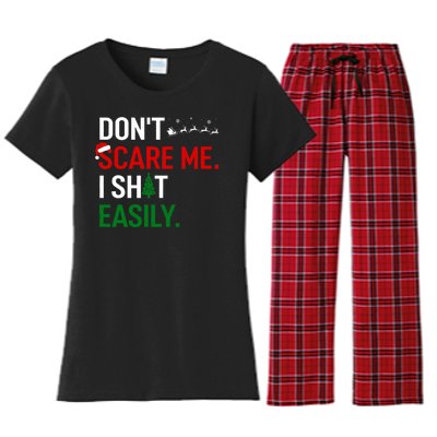 Inappropriate Xmas DonT Scare Me I Shit Easily Embarrassing Women's Flannel Pajama Set