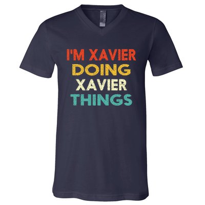 I'm Xavier Doing Xavier Things Funny Vintage Birthday Gift V-Neck T-Shirt