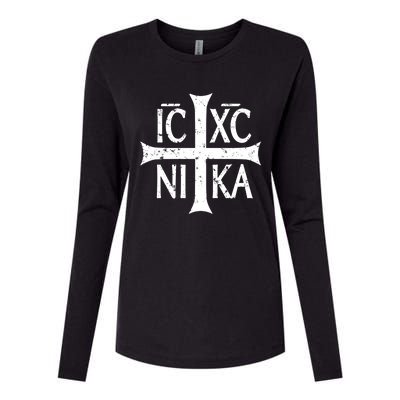 Ic Xc Nika Cross Christogram Orthodox Christian Womens Cotton Relaxed Long Sleeve T-Shirt