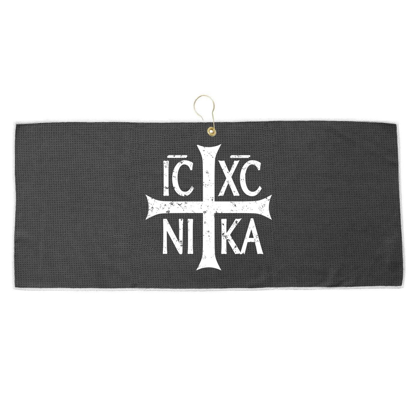 Ic Xc Nika Cross Christogram Orthodox Christian Large Microfiber Waffle Golf Towel