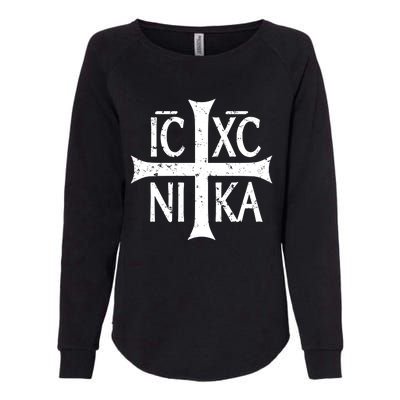 Ic Xc Nika Cross Christogram Orthodox Christian Womens California Wash Sweatshirt