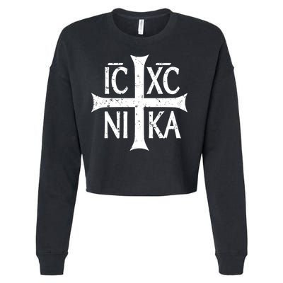 Ic Xc Nika Cross Christogram Orthodox Christian Cropped Pullover Crew