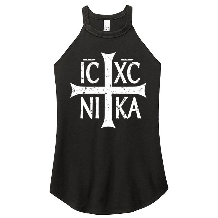 Ic Xc Nika Cross Christogram Orthodox Christian Women's Perfect Tri Rocker Tank