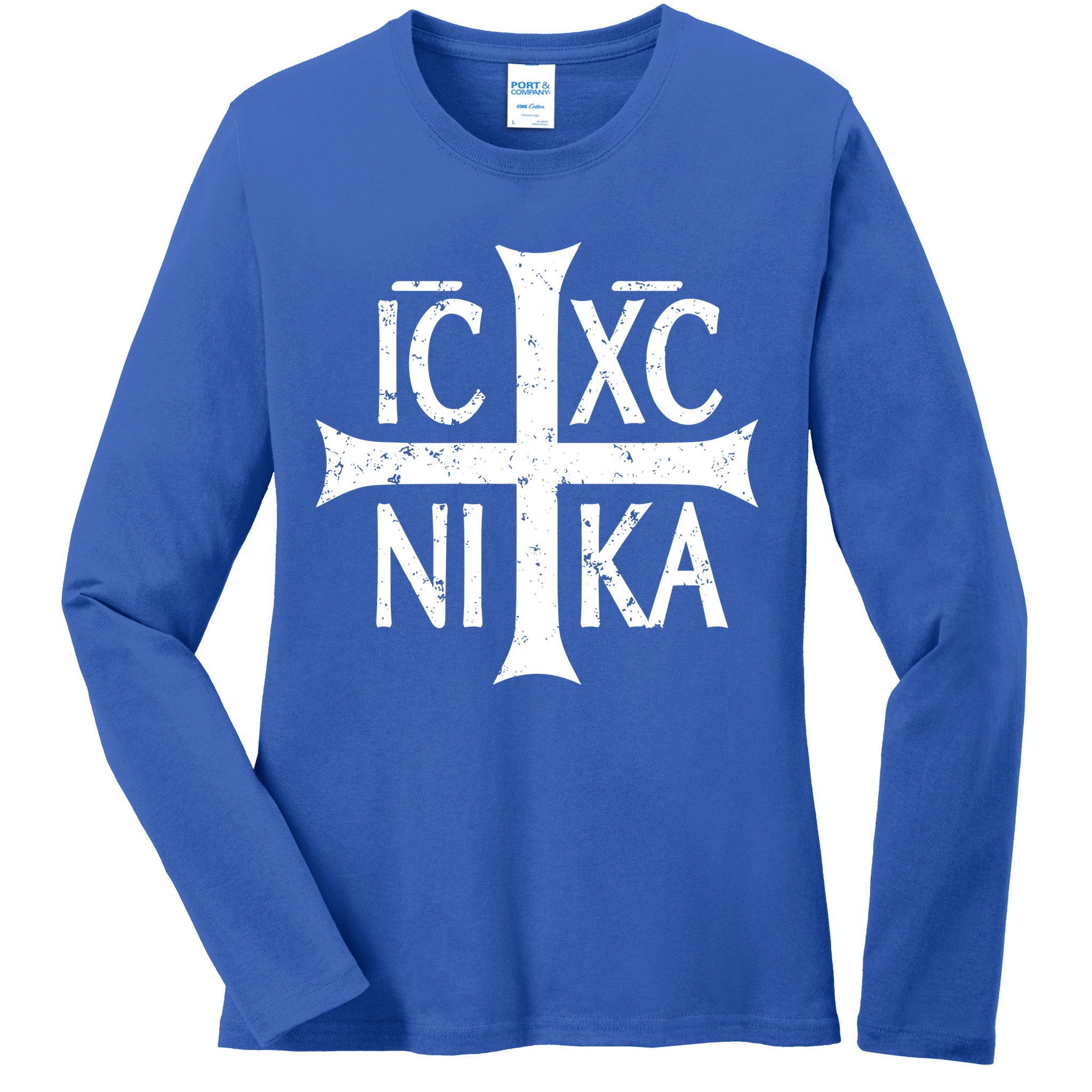 Ic Xc Nika Cross Christogram Orthodox Christian Ladies Long Sleeve Shirt