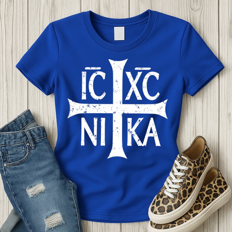 Ic Xc Nika Cross Christogram Orthodox Christian Womens T-Shirt