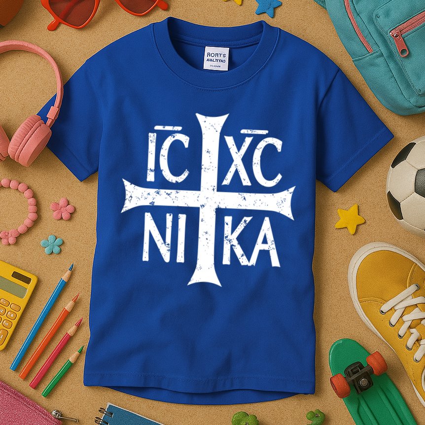 Ic Xc Nika Cross Christogram Orthodox Christian Kids T-Shirt