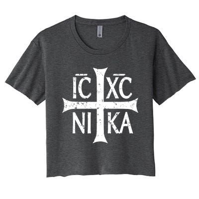 Ic Xc Nika Cross Christogram Orthodox Christian Women's Crop Top Tee