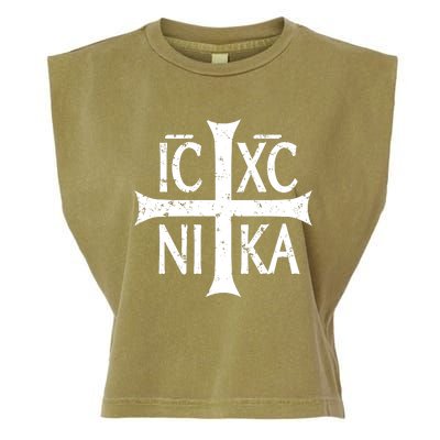 Ic Xc Nika Cross Christogram Orthodox Christian Garment-Dyed Women's Muscle Tee