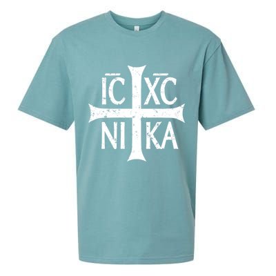 Ic Xc Nika Cross Christogram Orthodox Christian Sueded Cloud Jersey T-Shirt