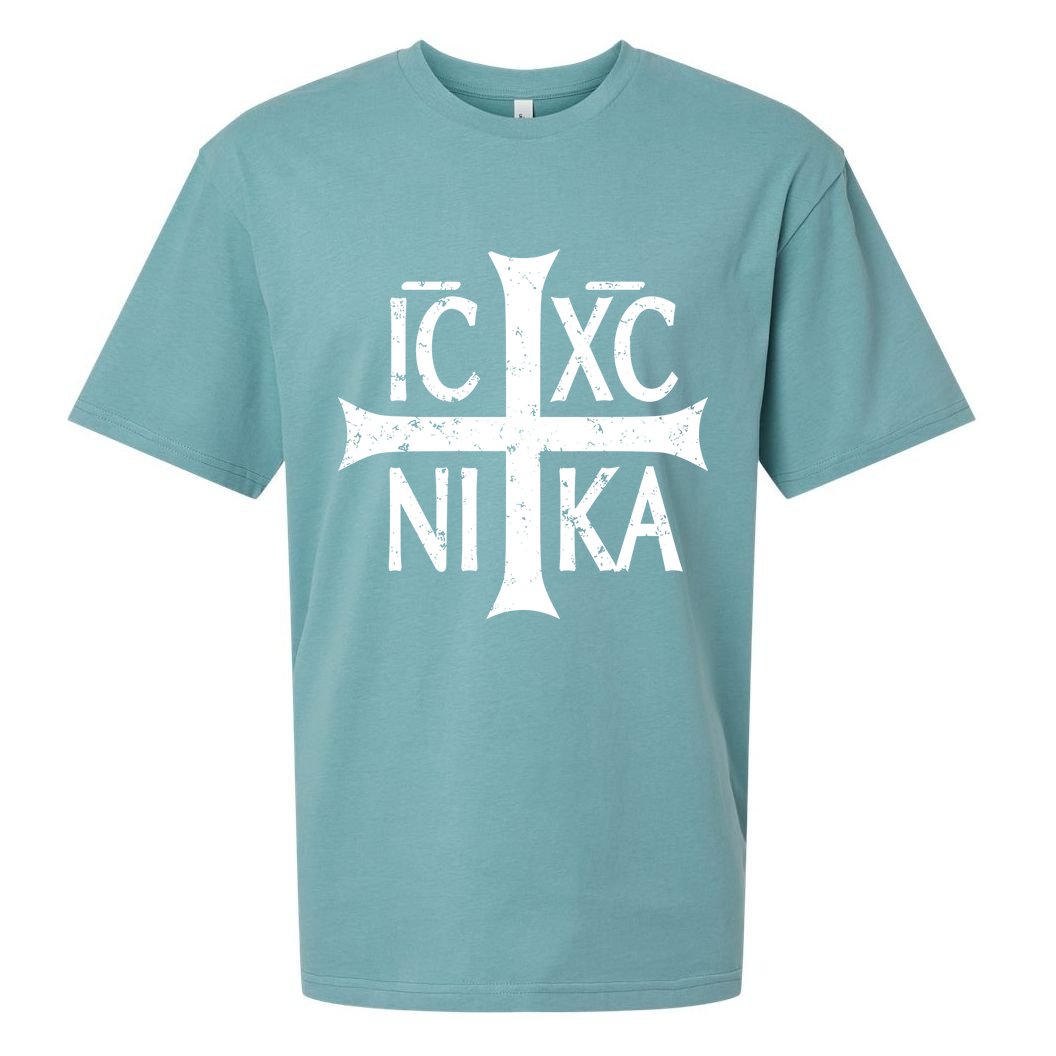 Ic Xc Nika Cross Christogram Orthodox Christian Sueded Cloud Jersey T-Shirt