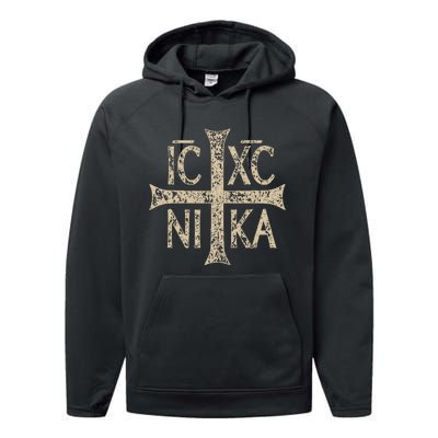 Ic Xc Nika Cross Christogram Orthodox Christian Performance Fleece Hoodie