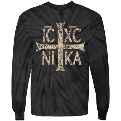 Ic Xc Nika Cross Christogram Orthodox Christian Tie-Dye Long Sleeve Shirt