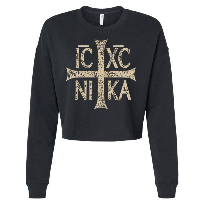 Ic Xc Nika Cross Christogram Orthodox Christian Cropped Pullover Crew